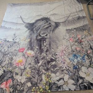Floral Highland Cow Shower curtain